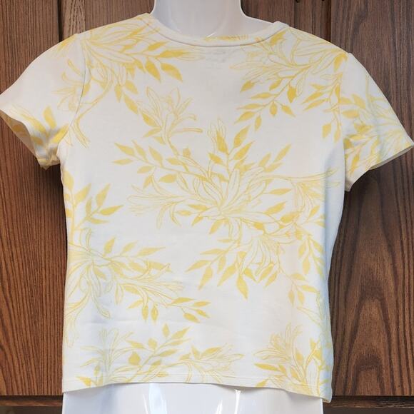 Studio Works Yellow and White Hibiscus Floral Blouse Women's size Small - Picture 2 of 12
